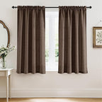 RYB HOME Natural Linen Sheer Curtains 72 inches Long for Kitchen/Bedroom | Weave Textured, Rod Pocket, Light Filtering, Brown, W52 x L72, 2 Panels Set by RYBHOME