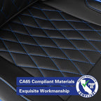 EKR Ram 1500 Seat Covers Custom Fit for (Crew Cab) RAM 1500 Tradesman 2019-2025 & Express 2026,Waterproof Leather Black Car Seat Cover for Trucks Full Set-Faux Leather (Black with Blue Piping) - Image 6