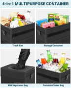 Capolo Car Trash Can with Lid, Leakproof Car Garbage Can Car Trash Bag | Waterproof, Trash Can for Car, 3 Mesh Pockets, Mini Hanging Vehicle Car Trash Bin, for Back/Front Seat (Black,3 Gal) - Image 5