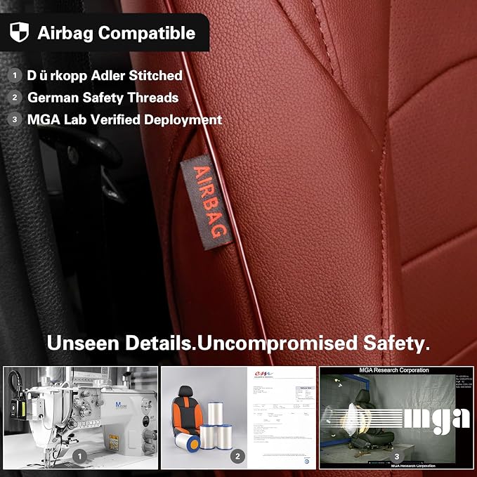 EKR Car Seat Covers Custom Fit for Toyota 4Runner(5 Seats) Full Set | for Toyota 4Runner 2003-2009(Power Front Seats)Full Wrap,Airbag Compatible,Waterproof Pet-resistant,Faux Leather(Burgundy) - Image 4