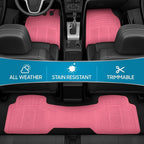 BDK ProLiner Pink Car Floor Mats for Cars Trucks SUV 3pc All-Weather | Heavy Duty Rubber Liners with Universal Trimmable Fit, Durable Waterproof Car Accessories Auto Floor Mats for Women Men - Image 3