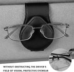 Magnetic Sunglass Holder for Car Visor, Leather Vehicle Sunglass Hanger Clamp Card Holder with Magnet, Universal Eyeglass Clamp Visor Ticket Organizer for Cars Trucks SUVs (Black) - Image 5