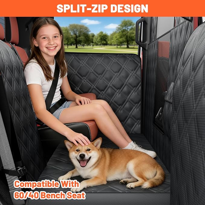 Surfcabin XL Floor Cover with Door Protection for Full Size Crew Cab Trucks | Waterproof Dog Seat Cover for Back Seat & Headrest Protector, Fits F150, GMC & More Fold Up Seat Trucks（Passenger Side Split） - Image 5