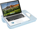 LAPGEAR The Original Lap Desk – Sky Blue, Fits 17" Laptops | Microbead Cushion, Device Ledge, Built-In Pencil Tray, Carry Handle by LapGear
