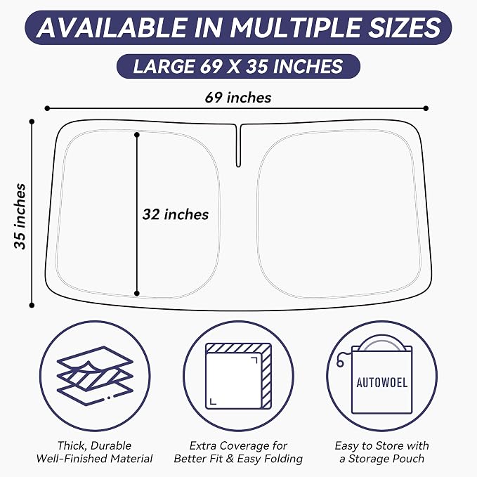 Cooling Windshield Sun Shade for Dodge RAM 1500 2011-2026, 240T Beige | Heat-Insulating Fabric, 99% UV Protection and Heat Insulation, Foldable, Storage Bag Included, for Cars SUVs and Trucks - Image 9