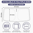 Cooling Windshield Sun Shade for Dodge RAM 1500 2011-2026, 240T Beige | Heat-Insulating Fabric, 99% UV Protection and Heat Insulation, Foldable, Storage Bag Included, for Cars SUVs and Trucks - Image 9