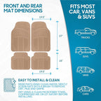 BDK ProLiner Floor Mats for Cars Trucks SUV, 4-Piece All-Weather Car Mats with Universal Fit Design, Durable Car Floor Mat with Capture Ridges, Waterproof Rubber Floor Mat for Cars (Beige) - Image 7