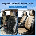 Fit Santa Cruz Seat Covers Fit for Hyundai Santa Cruz 2022-2026, Front Pair | Premium Leather Full Coverage Protector, Waterproof, Breathable, Scratch Resistant, Easy Wipe, Airbag Compatible, Black+Beige - Image 3