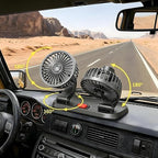 5V Dual Head Car Fan, Portable Vehicle Cooling Fan with 2 Speeds, 360° Rotatable Adjustable Dashboard Air Circulator for SUV, RV, Truck, Sedan, Cruise, Cigarette Lighter Powered USB Fan - Image 5