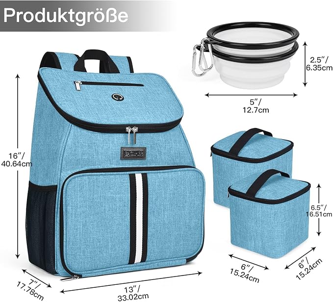 BAGLHER丨Dog Travel Bag, Airline Approved Pet Supplies Backpack, Dog Travel Backpack with 2 Silicone Collapsible Bowls and 2 Food Baskets - Image 3
