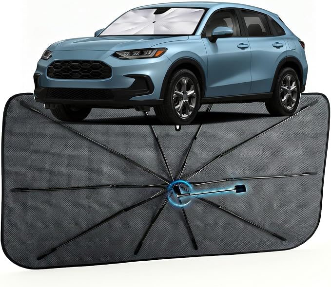 Car Windshield Sun Shade Umbrella for Honda HR-V 2023-2026, 1:1 Fit | [Reflective Coated Fabric] Car Shades Sun Visor Keep Car Cool and Protects Interior, Sunshade Umbrella for Front Window by MakeLifeBetter