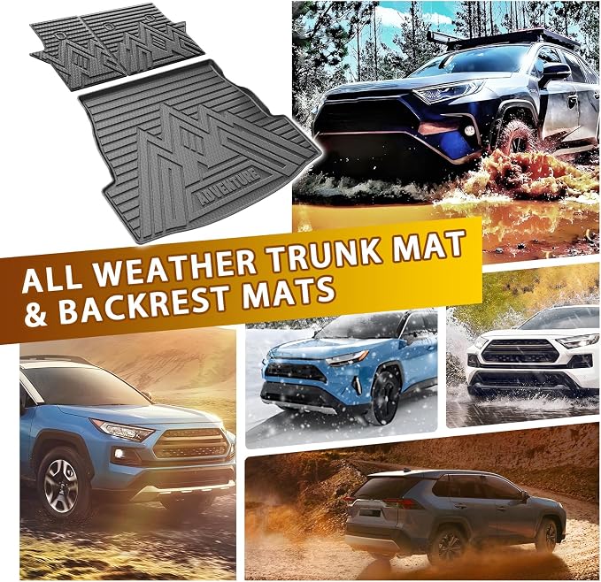 Powerty Cargo Mat with Backrest Mat for Toyota RAV4 2019-2025 (Include Hybrid&Gasoline), All Weather TPE Cargo Mat Liner for RAV4 Rear Trunk - Image 5