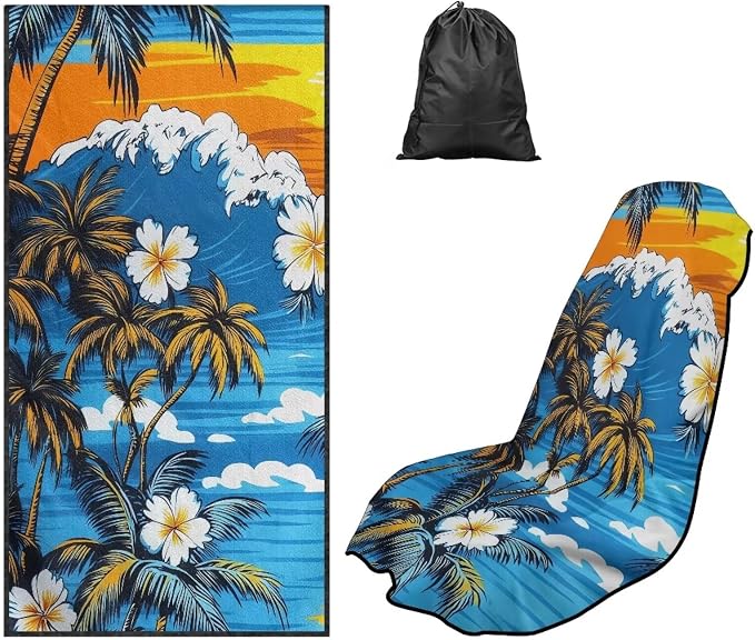 Car Towel Seat Cover Palm Tree Car Seat Cover Protector Breathable Comfortable Cars Interior Accessories for Cars, Trucks, Sedans, Vans, SUVs by Aplkyhs