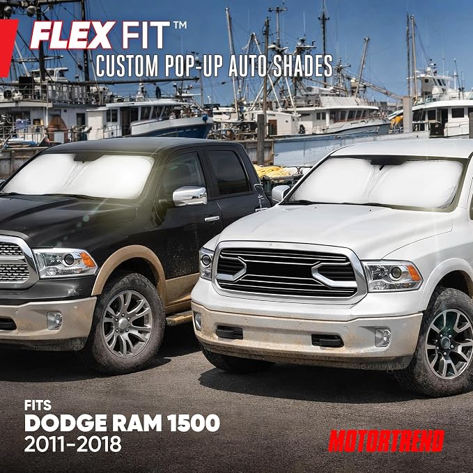 Motor Trend Custom Fit Dodge Ram 1500 Windshield Sun Shade - Fits All (2011-2018) Trims - Foldable Pop-Up Car Windshield Sunshade Dodge Ram 1500 Accessories - Automotive Ram Truck Interior Protection - Image 2