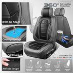 CAR PASS Nappa Leather Car Seat Covers Full Set Faux Leather, Black Gray | Luxury Nappa Leather,360° Full Protection,Water resistant,3D Foam Comfort,Universal Fit for Most Cars SUV Truck,Scratch proof - Image 5