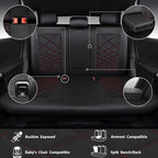 CAR PASS Luxury Nappa Leather Seat Covers Full Set, Water Resistant Faux Leather Seat Cover with Lumbar Support, Breathable Automotive Seat Covers Universal Fit for Sedan SUV Van Truck, Black Red - Image 4
