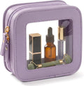 Mini Clear Makeup Bag - Cute Square Cosmetic Pouch for Travel Essentials with Zipper - For Women & Girls (Square, Purple) by LETGO
