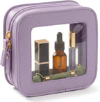 Mini Clear Makeup Bag - Cute Square Cosmetic Pouch for Travel Essentials with Zipper - For Women & Girls (Square, Purple) by LETGO