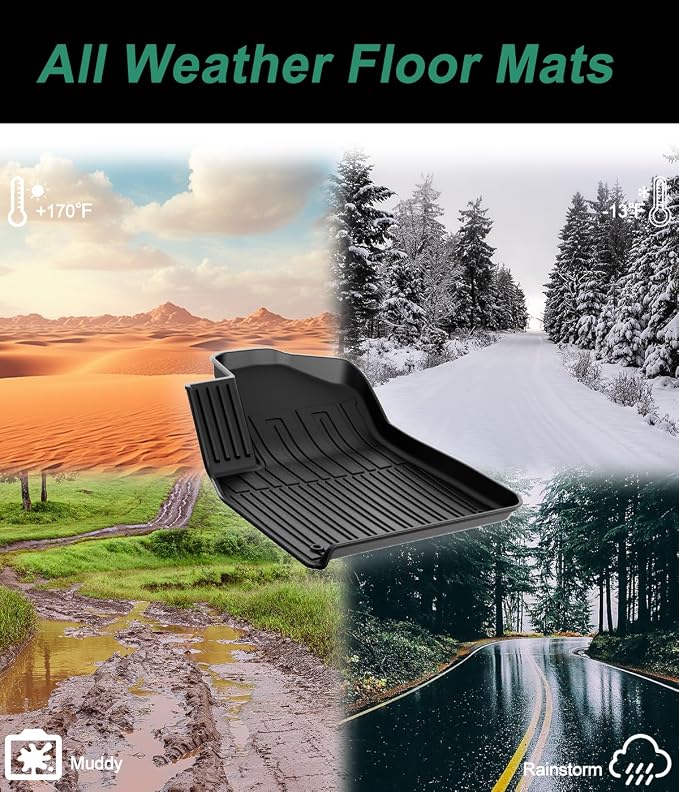 Floor Mats & Cargo Liner Fit for 2017-2026 Audi Q7/SQ7 | Custom Fit All Weather TPE Floor Liners for Q7/SQ7 1st & 2nd Row & Trunk Mat Full Set Car Mats, Black - Image 7