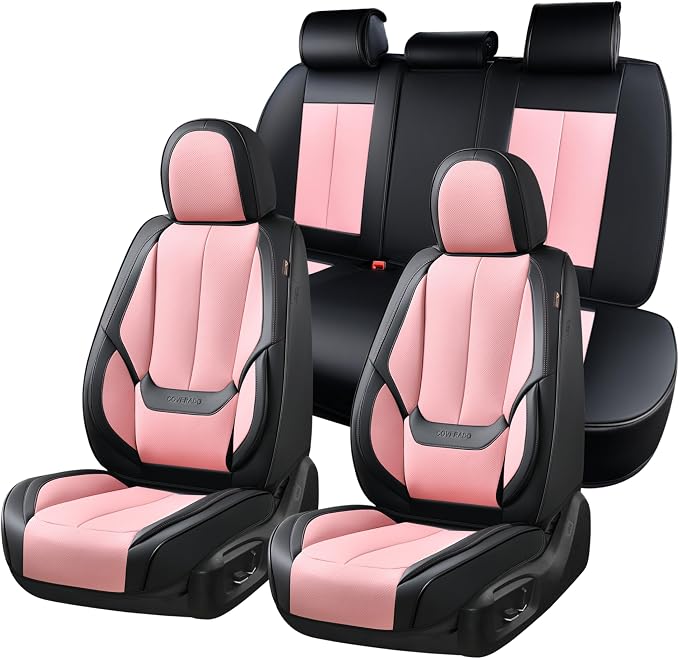 Coverado Car Seat Covers, Seat Covers for Cars, Waterproof Leather Auto Seat Protectors, Leather Car Seat Cushion, Car Interiors Accessories Universal Fit for Most Cars by COVERADOAUTO