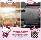 Carbella Hello Kitty Car Windshield Sun Shade, Official Sanrio Sun Shade for Car Window, Cute Sun Shade for Front Windshield, Hello Kitty Accessories for Women ﻿(Red Bow Dreams) - Image 4