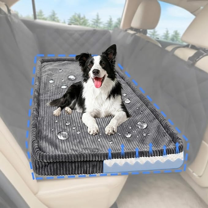 Loiion Dog Car Bed, Non-Slip Backseat Extender Pet Mat 50"x24.6"x2" | Removable, Washable Dog Bed With Waterproof Liner Protects Car Seats, Anti-Slip Travel Bed For Dogs by Loiion