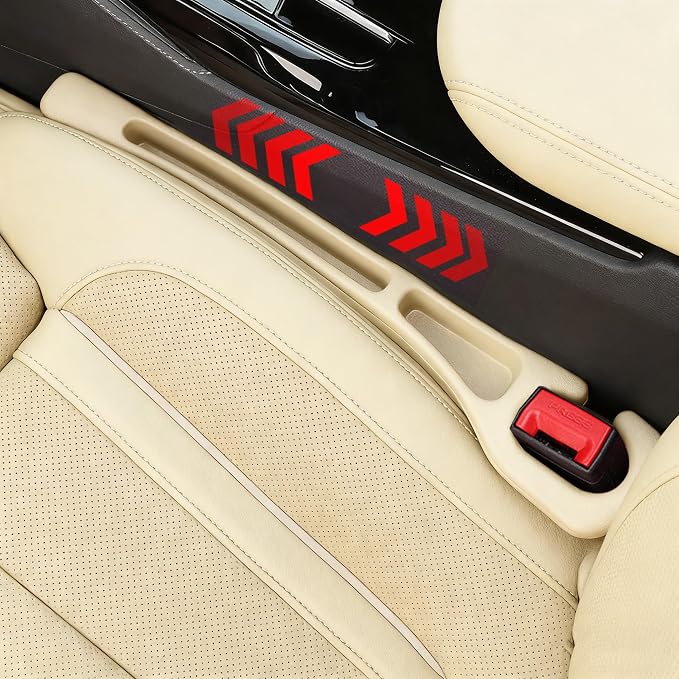 YLXGT Car Seat Gap Filler Organizer Universal for Car SUV Truck Accessories Seat Gap Plug Blocker with Storage Slot Beige 2 Pack - Image 4