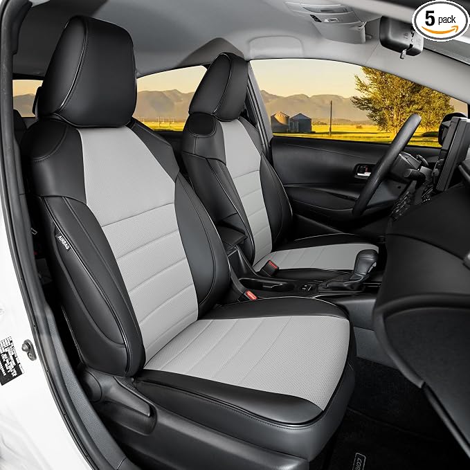 HKZ Customized Special seat Cover for Toyota Corolla (Black+Grey, 2020-2022 Corolla XLE) by HKZ