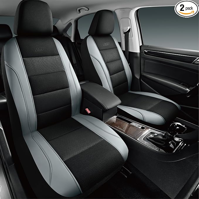 Skechers Air-Cooled Seat Covers, Memory Foam Car Seat Covers Front Seats, Airbag Compatible,Universal Fit for Most Cars, SUVs, Vans and Trucks,Grey by Unknown