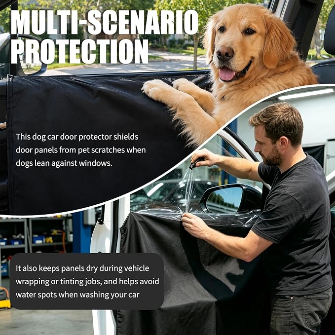 2PCS 41"x35" Waterproof Car Door Protectors as Window Tint Tools | Anti-Scratch Car Door Covers for Dogs with Long Tab,Universal Door Panel Cover Fits Car Detailing Specialist and Pet Owners - Image 4