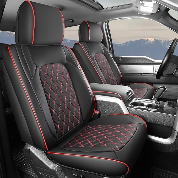 Leather Seat Covers for Silverado/Sierra, Waterproof Custom Full Set Seatcovers for Chevy Silverado/GMC Sierra 2007-2013 & 2019-2026 1500, 2020-2026 2500HD 3500HD Crew/Double/Extended Cab by Umbrauto