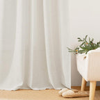 RYB HOME Long Curtains 95 inches Long for Farmhouse | Semi Sheer Linen Curtains for Living Room Bedroom, Light Filtering Semi Transparent, Rod Pocket, W34 x L95, Set of 2 - Image 5