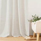RYB HOME Semi Sheer Curtains 102 inches Long for Bedroom | Light Filtering, Half Privacy, Durable Window Curtains & Drapes, for Living Room, Linen, Rod Pocket, W52 x L102, 2 Panels Set - Image 6