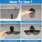 Sunglass Holder for Car, One-Handed Operation Auto Clamping Glasses Clip with Metal Clamp and Soft Scratch Resistant Sponge Pad for Sun Visor, Universal Car Visor Accessories (Gray, 2 Pack) - Image 3