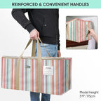 BALEINE Extra Large Storage Tote with Zippers & Carrying Handles, Heavy-Duty Oxford Fabric Moving Bags for Laundry, Space Saving, Storage, 2-Pack, Color Stripe - Image 7