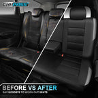 CAR PASS Memory Foam Back Car Seat Covers,Thick 3D Foam Mesh Bench Seat Covers Leather Metallic, Air Cool Rear Seat Cover Black Gray Aluminum Film, Comfort for Cars, Trucks, SUVs Automotive,Black Gray - Image 6