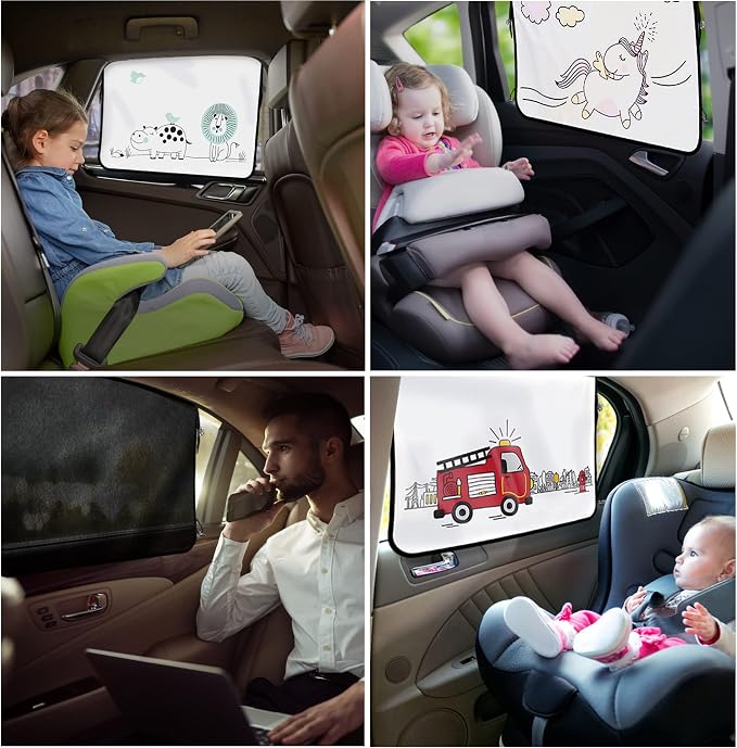 Car Side Window Sun Shade - Universal Reversible Magnetic Curtain for Baby and Kids with Sun Protection Block Damage from Direct Bright Sunlight, and Heat - 1 Piece of Solid Black - Image 7