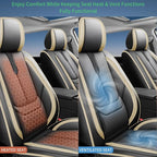 Fit Leaf Car Seat Covers for Nissan Leaf 2011-2024 2025 2026 -Upgraded Premium Waterproof & Breathable Leather,Airbag Compatible,All-Weather Seat Cushion Protector,2 Front/Black-Beige - Image 7