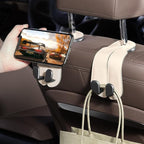 CoBak Purse Hook for Car - Universal Premium Stitched Leather and Aluminum-Magnesium Alloy Double Car Seat Back Storage Hook for Purses, Handbags, Bags (2 Pack),Beige - Image 6