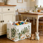 Rectangular Woodland Animal Basket Storage Basket,Bear Fox Gift Box Bin Shelf Book Woodland Room Decor,Gift Baskets(Tree animals) - Image 6