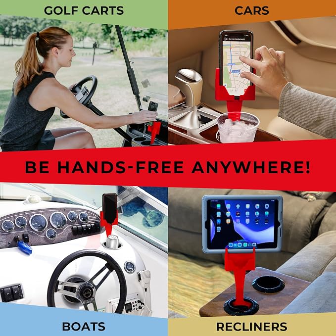 Cup Holder Phone Holder Mount for Car - Universal Adjustable Expander Cradle Hands-Free Driving - Compatible with All Smartphones Car Mount for iPhone Samsung Google Android Mobile Accessories Red - Image 3