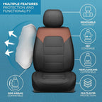 MotorBox Cabin King Western Estate Leather Seat Covers for Trucks & Cars | Brown and Black Car Seat Covers, Waterproof Leather Seat Covers, Car Accessories, Seat Protector, Universal Fit - Image 4