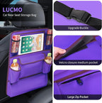 LUCMO Car Backseat Organizer with Touch Screen Tablet Holder, Dark Purple | 9 Storage Pockets,Clear Tablet Holder,Protectors Kick Mats,Travel Accessories,Seat Cover,Road Trip Essentials - Image 2