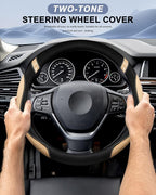 Steering Wheel Cover for Car Leather Universal Steering Wheel Covers for Men Women Fit Cars SUV Truck Pickup 15inch (Beige) - Image 3