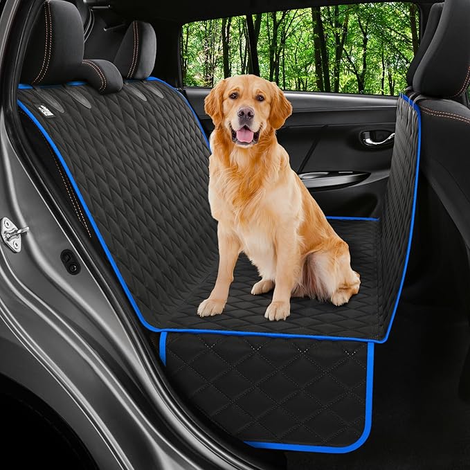XL Dog Car Seat Cover for Back Seat, Waterproof Hammock for Car, SUV & Truck, Non-Slip Backseat Cover for Dogs, Heavy-Duty Dog Hammock Style Seat Protector Pets, Easy to Install & Clean by Petloox