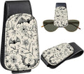 Leather Magnetic Sunglass Holder for Car Sun Visor, Cute Eyeglass Ticket Card Hanger Clip, Universal Auto Interior Accessories for SUV Pickup Truck, Sketch Floral by Unknown