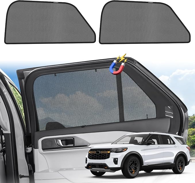 KUST Car Window Shades for 2020-2025 2026 Ford Explorer Accessories, Breathable Mesh Magnetic Window Covers, Rear Back Side Window Sun Shades UV Block Privacy Protection for Baby Camping Napping 2PCS - Image 3