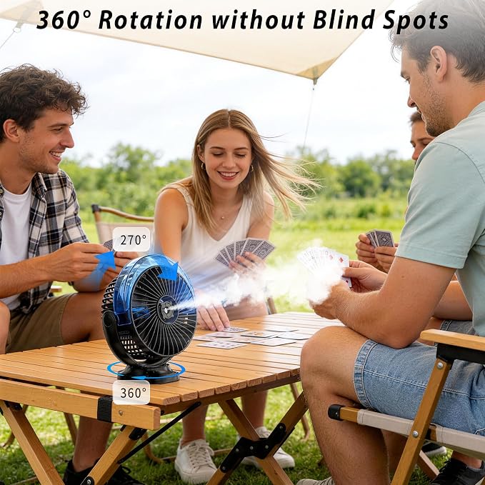 Magnetic Golf Cart Fan with Misting & Light | Portable, for golf cart, workshop, garage & BBQ, fits Club Car, Yamaha & EZGO, gift idea for dad who golfs - Image 6