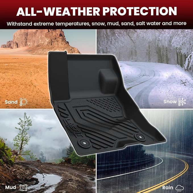 LASFIT Floor Mats for Ford Escape Hybrid 2020-2026(NOT for Gasoline Models) | Cargo Liner All Weather Protector TPE Custom Fit Car Floor Liners, 1st & 2nd Row & Trunk Set, 4PCS Black - Image 6