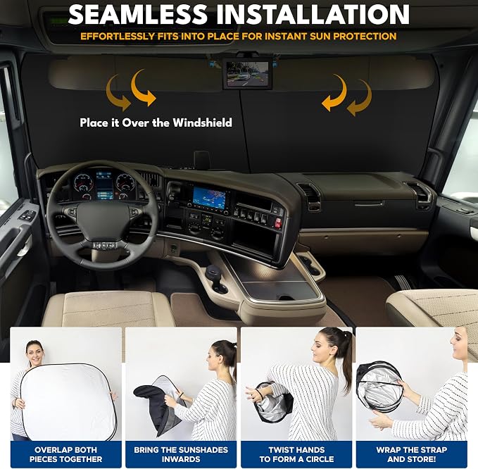 EcoNour Semi Truck Windshield Sun Shade, Reflective UV & Heat Protection - Image 6